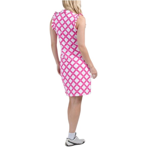 G LIFESTYLE Upf 50 Short Sleeve Polo Mini Dress With Gold Tone Buttons - Picture 2 of 3